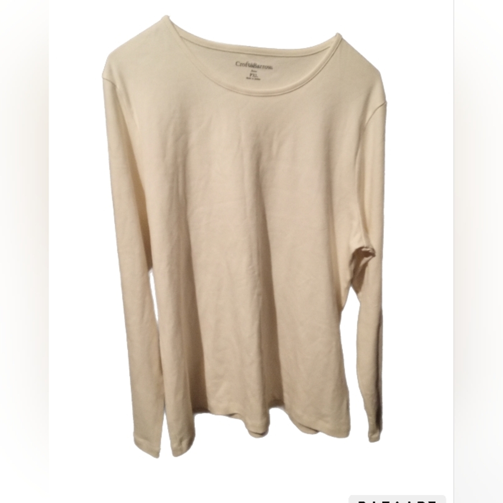 Croft & Barrow 100% Pima Cotton Creme/off white long sleeved shirt.Sz. Women PXL